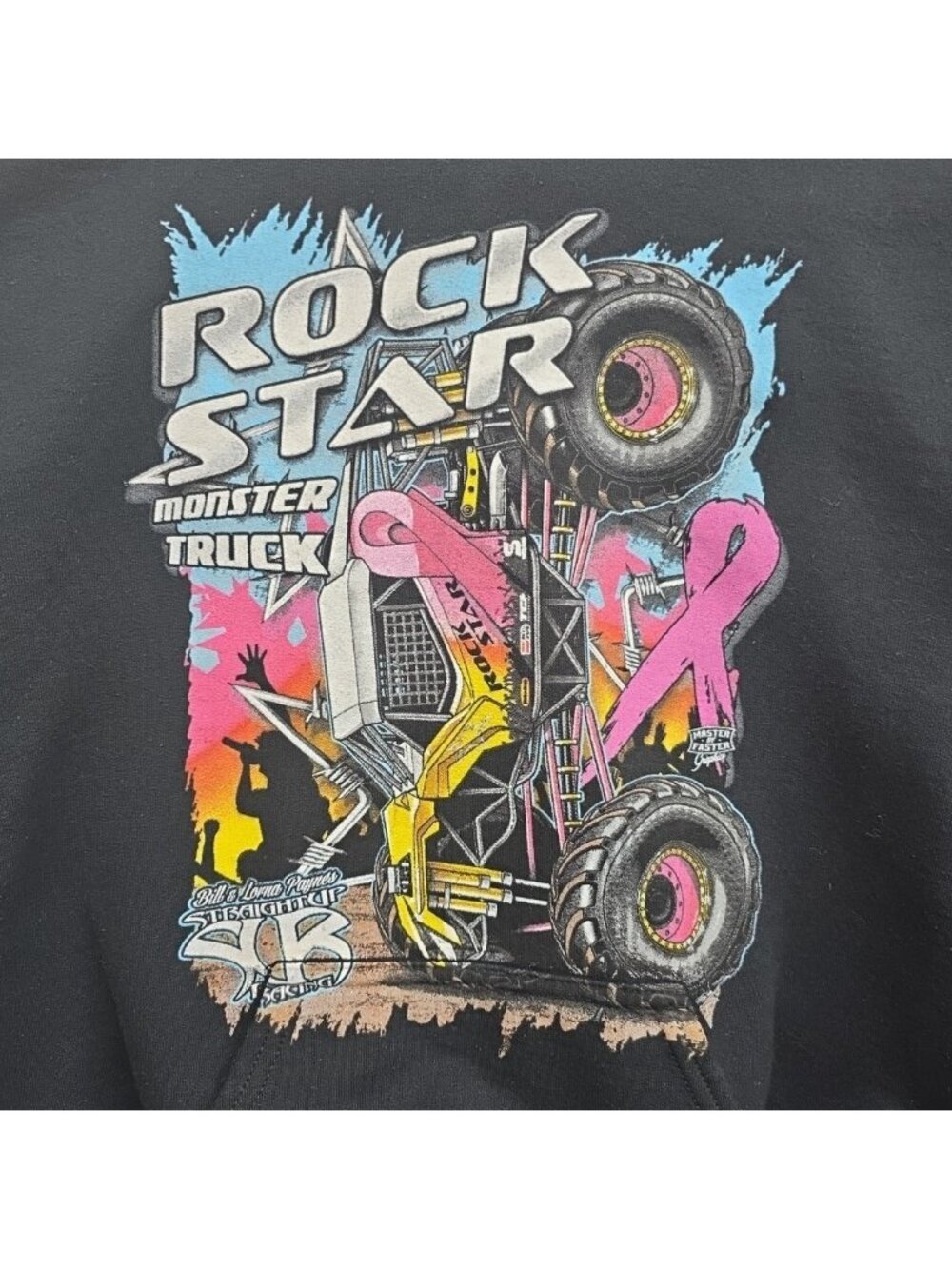 Rockstar Monster Truck Hoodie Straight Up Racing Youth Size LG Pink Ribbon EUC